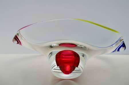 DAZZLING CZECH ART GLASS CHRIBSKA BOWL DESIGNED BY PROF JOSEF HOSPODKA FOR CHRIBSKA