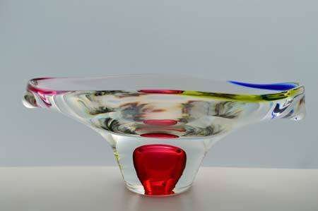 DAZZLING CZECH ART GLASS CHRIBSKA BOWL DESIGNED BY PROF JOSEF HOSPODKA FOR CHRIBSKA