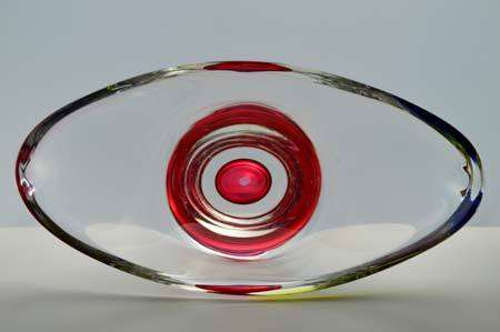 DAZZLING CZECH ART GLASS CHRIBSKA BOWL DESIGNED BY PROF JOSEF HOSPODKA FOR CHRIBSKA