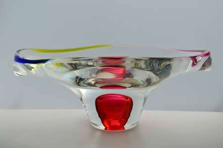 DAZZLING CZECH ART GLASS CHRIBSKA BOWL DESIGNED BY PROF JOSEF HOSPODKA FOR CHRIBSKA