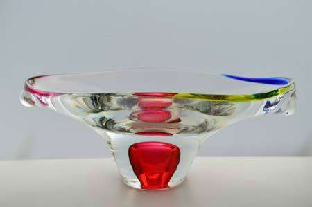 DAZZLING CZECH ART GLASS CHRIBSKA BOWL DESIGNED BY PROF JOSEF HOSPODKA FOR CHRIBSKA
