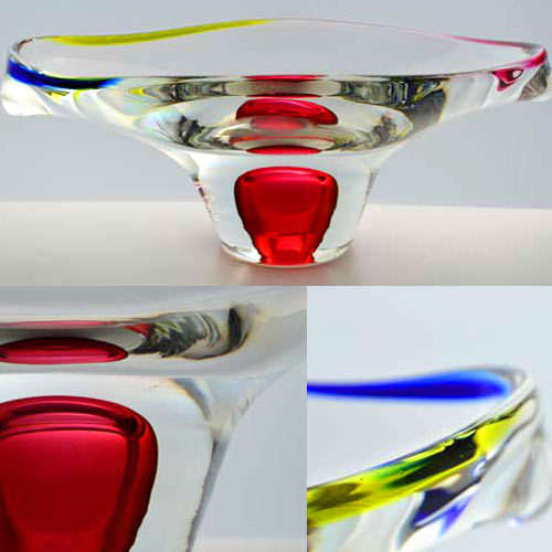 DAZZLING CZECH ART GLASS CHRIBSKA BOWL DESIGNED BY PROF JOSEF HOSPODKA FOR CHRIBSKA