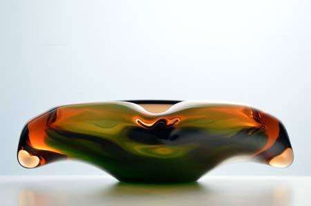 MAGNIFICENT & VERY RARE MARIA STAHLIKOVA CZECH ART GLASS BOWL / ASHTRAY, DESIGNED FOR SKRDLOVICE