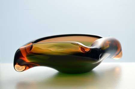 MAGNIFICENT & VERY RARE MARIA STAHLIKOVA CZECH ART GLASS BOWL / ASHTRAY, DESIGNED FOR SKRDLOVICE
