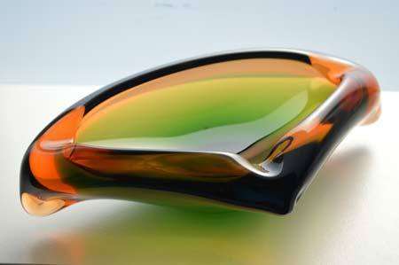 MAGNIFICENT & VERY RARE MARIA STAHLIKOVA CZECH ART GLASS BOWL / ASHTRAY, DESIGNED FOR SKRDLOVICE