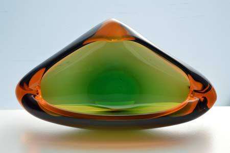 MAGNIFICENT & VERY RARE MARIA STAHLIKOVA CZECH ART GLASS BOWL / ASHTRAY, DESIGNED FOR SKRDLOVICE