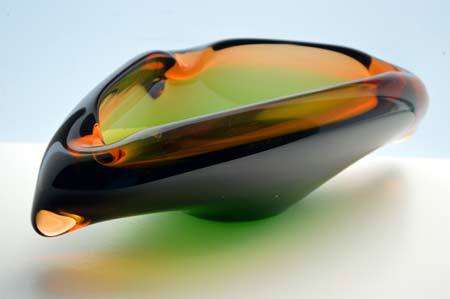 MAGNIFICENT & VERY RARE MARIA STAHLIKOVA CZECH ART GLASS BOWL / ASHTRAY, DESIGNED FOR SKRDLOVICE