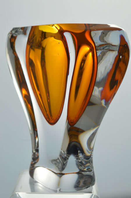 CHUNKY DAZZLINGLY BEAUTIFUL MODERN CZECH ART GLASS ARCHITECTURAL OBJECT, DESIGNED BY ALES VALNER