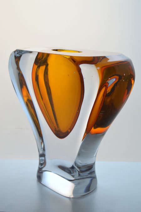 CHUNKY DAZZLINGLY BEAUTIFUL MODERN CZECH ART GLASS ARCHITECTURAL OBJECT, DESIGNED BY ALES VALNER