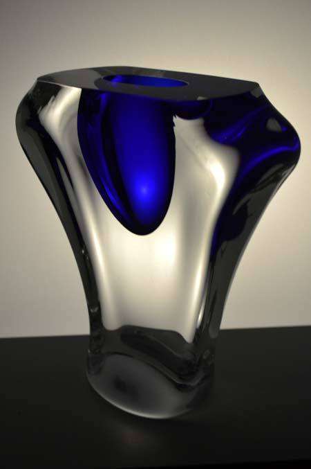 CHUNKY. DAZZLINGLY BEAUTIFUL MODERN CZECH ART GLASS ARCHITECTURAL OBJECT, DESIGNED BY ALES VALNER