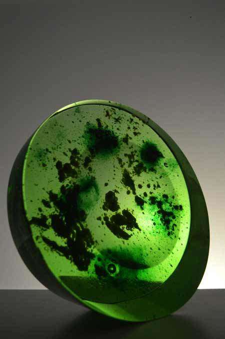MAGNIFICENT RARE CZECH ART GLASS SCULPTURAL OBJECT DESIGNED BY MR HLAVKA: A UNIQUE COLLECTOR`S ITEM
