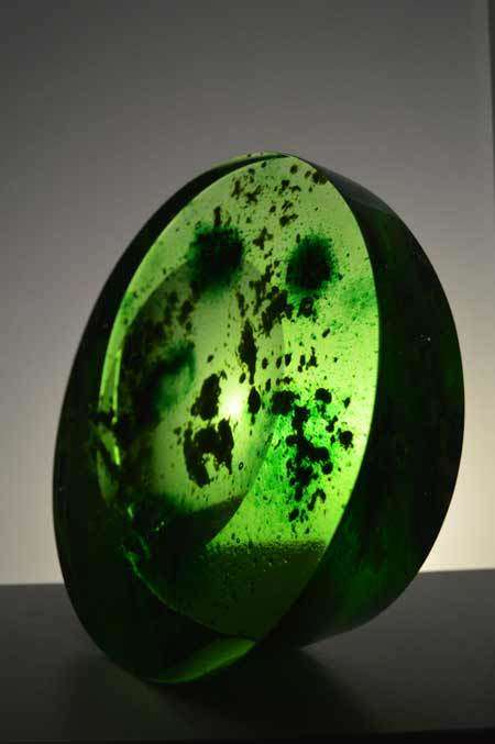 MAGNIFICENT RARE CZECH ART GLASS SCULPTURAL OBJECT DESIGNED BY MR HLAVKA: A UNIQUE COLLECTOR`S ITEM