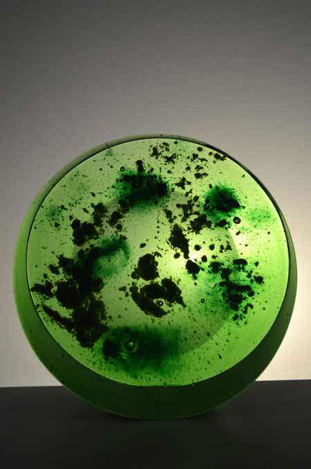 MAGNIFICENT RARE CZECH ART GLASS SCULPTURAL OBJECT DESIGNED BY MR HLAVKA: A UNIQUE COLLECTOR`S ITEM