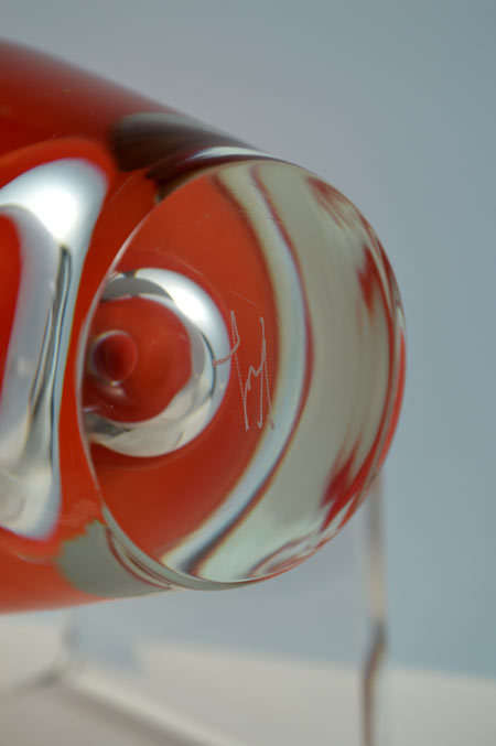 HEAVY MAGNIFICENT CONTEMPORARY CZECH ART GLASS SCULPTURAL VASE DESIGNED BY JERONIM TISLJAR