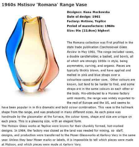FAMOUS & MAGNIFICENT ICON OF CZECH ART GLASS, ELEGANT VASE DESIGNED BY HANA MACHOVSKA FOR MSTISOV