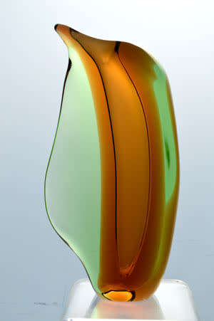 MAGNIFICENT & VERY RARE MARIA STAHLIKOVA CZECH ART GLASS VASE, DESIGNED FOR SKRDLOVICE IN 1960
