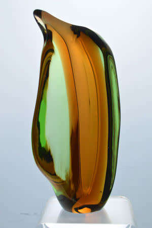 MAGNIFICENT & VERY RARE MARIA STAHLIKOVA CZECH ART GLASS VASE, DESIGNED FOR SKRDLOVICE IN 1960