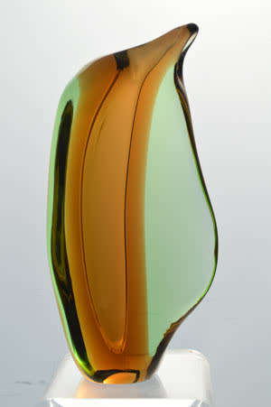 MAGNIFICENT & VERY RARE MARIA STAHLIKOVA CZECH ART GLASS VASE, DESIGNED FOR SKRDLOVICE IN 1960