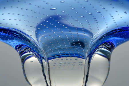 BLUE CZECH ART GLASS CHRIBSKA BOWL WITH BUBBLES DESIGNED BY PROF JOSEF HOSPODKA (ATTR) IN THE 1970s
