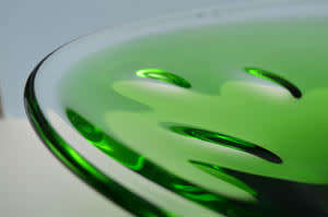 XX-LARGE! A MAGNIFICENT GREEN, AMBER & CLEAR CZECH ART GLASS BOWL, DESIGNED BY LADISLAV PALECEK
