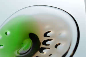 XX-LARGE! A MAGNIFICENT GREEN, AMBER & CLEAR CZECH ART GLASS BOWL, DESIGNED BY LADISLAV PALECEK
