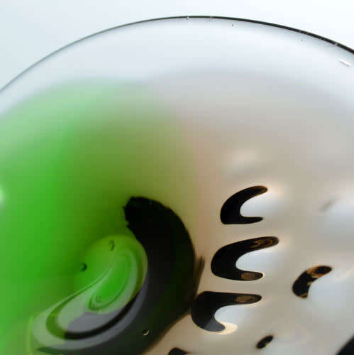 XX-LARGE! A MAGNIFICENT GREEN, AMBER & CLEAR CZECH ART GLASS BOWL, DESIGNED BY LADISLAV PALECEK