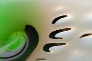XX-LARGE! A MAGNIFICENT GREEN, AMBER & CLEAR CZECH ART GLASS BOWL, DESIGNED BY LADISLAV PALECEK