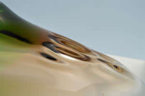 XX-LARGE! A MAGNIFICENT GREEN, AMBER & CLEAR CZECH ART GLASS BOWL, DESIGNED BY LADISLAV PALECEK