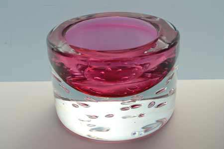 MAGNIFICENT CZECH ART GLASS BOWL, DESIGNED FOR SKRDLOVICE GLASSWORKS (1974) BY PROF JAROSLAV SVOBODA