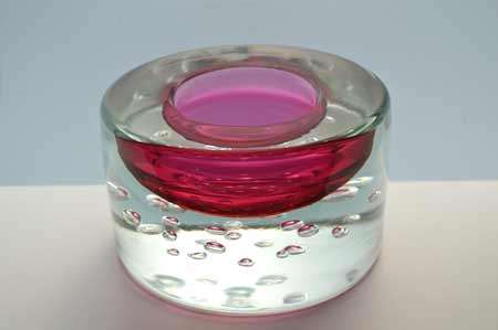 MAGNIFICENT CZECH ART GLASS BOWL, DESIGNED FOR SKRDLOVICE GLASSWORKS (1974) BY PROF JAROSLAV SVOBODA