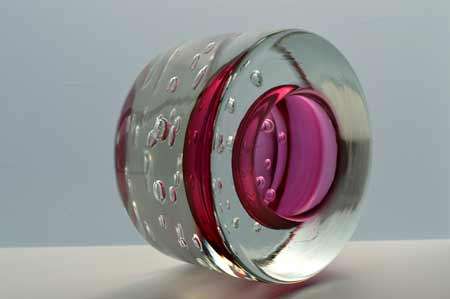 MAGNIFICENT CZECH ART GLASS BOWL, DESIGNED FOR SKRDLOVICE GLASSWORKS (1974) BY PROF JAROSLAV SVOBODA