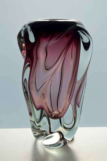 HUGE SOLID & HEAVY (RARE) CZECH ART GLASS CHRIBSKA VASE DESIGNED BY PROF JOSEF HOSPODKA IN THE 1970s