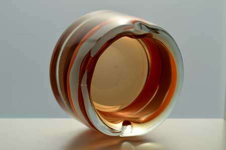MAGNIFICENT 70s CZECH ART GLASS ASHTRAY, DESIGN: SKRDLOVICE GLASS (1973) BY PROF JAROSLAV SVOBODA