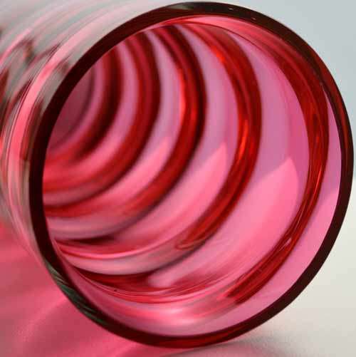 A DAZZLING MODERNIST OPTICAL NOVY BOR ART GLASS VASE DESIGNED BY KAREL WUNSCH : WITH BOHEMIA LABEL