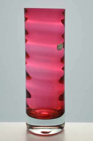 A DAZZLING MODERNIST OPTICAL NOVY BOR ART GLASS VASE DESIGNED BY KAREL WUNSCH : WITH BOHEMIA LABEL