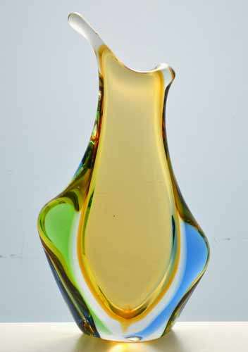 * A MAGNIFICENT & MOST ELEGANT CZECH ART GLASS VASE DESIGNED BY FRANTISEK ZEMEK FOR MSTISOV