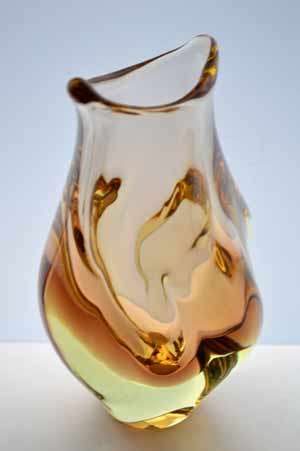 * MAGNIFICENT ZBS CZECH ART GLASS SCULPTURAL OBJECT, DESIGNED BY PROF MILOSLAV KLINGER (1922-1999)