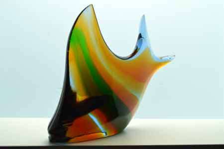 A VERY RARE CULT ITEM: EXBOR FISH GLASS SCULPTURE DESIGNED BY ROZINEK AND HONZIK IN THE 1960s
