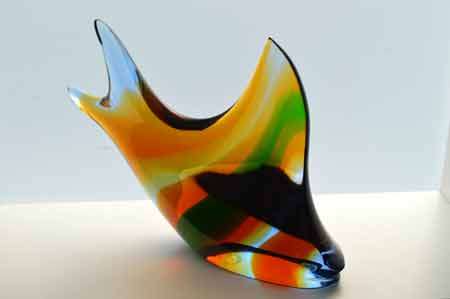 A VERY RARE CULT ITEM: EXBOR FISH GLASS SCULPTURE DESIGNED BY ROZINEK AND HONZIK IN THE 1960s