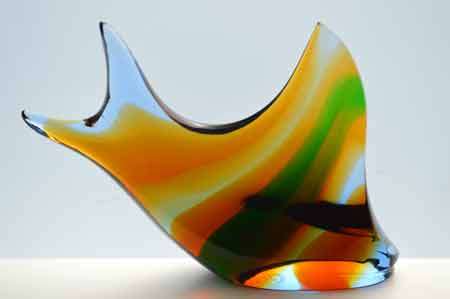 A VERY RARE CULT ITEM: EXBOR FISH GLASS SCULPTURE DESIGNED BY ROZINEK AND HONZIK IN THE 1960s