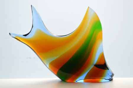 A VERY RARE CULT ITEM: EXBOR FISH GLASS SCULPTURE DESIGNED BY ROZINEK AND HONZIK IN THE 1960s