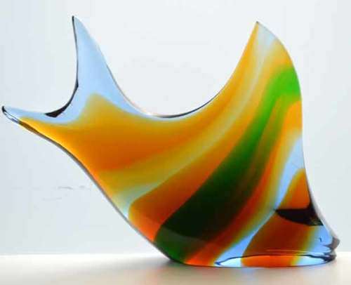 A VERY RARE CULT ITEM: EXBOR FISH GLASS SCULPTURE DESIGNED BY ROZINEK AND HONZIK IN THE 1960s