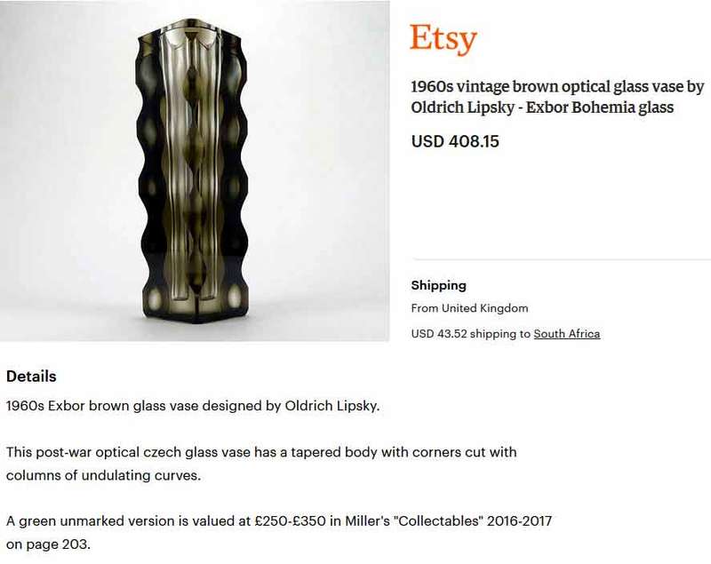 A RARE AUBERGINE CZECH SCULPTURAL ART GLASS VASE, DESIGNED BY OLDRICH LIPSKY FOR EXBOR IN 1960