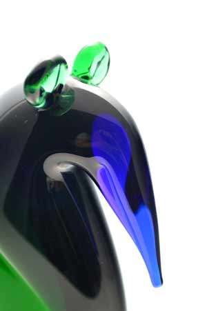RARE AND FUNKY MODERN CZECH ART GLASS PANGOLIN. A MAGNIFICENT ITEM - COBALT BLUE & EMERALD GREEN!
