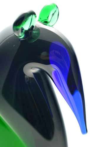 RARE AND FUNKY MODERN CZECH ART GLASS PANGOLIN. A MAGNIFICENT ITEM - COBALT BLUE & EMERALD GREEN!