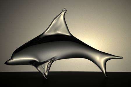 *ELEGANT EARLY 1970s ZBS CZECH ART GLASS SCULPTURE OF A DOLPHIN, DESIGNED MILOSLAV JANKU (1916-1994)