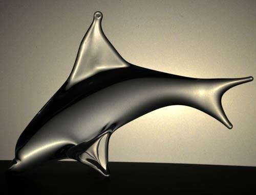*ELEGANT EARLY 1970s ZBS CZECH ART GLASS SCULPTURE OF A DOLPHIN, DESIGNED MILOSLAV JANKU (1916-1994)