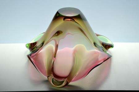 * MAGNIFICENT & VERY RARE MARIA STAHLIKOVA CZECH ART GLASS BOWL, DESIGNED FOR SKRDLOVICE IN 1960s