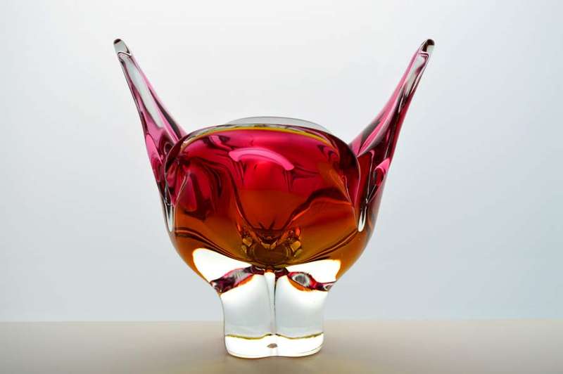 BEAUTIFUL CZECH ART GLASS CHRIBSKA SCULPTURE DESIGNED BY PROF JOSEF HOSPODKA IN THE 1970s