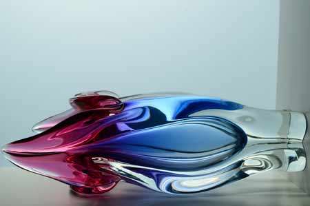 EXTRA LARGE CZECH ART GLASS CHRIBSKA SCULPTURAL VASE DESIGNED BY PROF JOSEF HOSPODKA IN THE 1970s